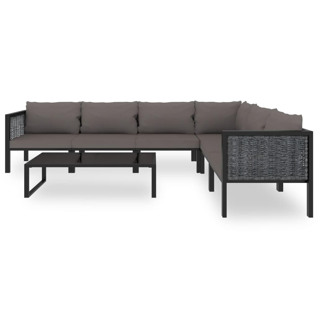 Ensemble lounge 8 pièces avec coussins poly rotin anthracite