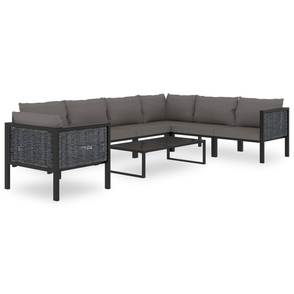 Ensemble lounge 8 pièces avec coussins poly rotin anthracite