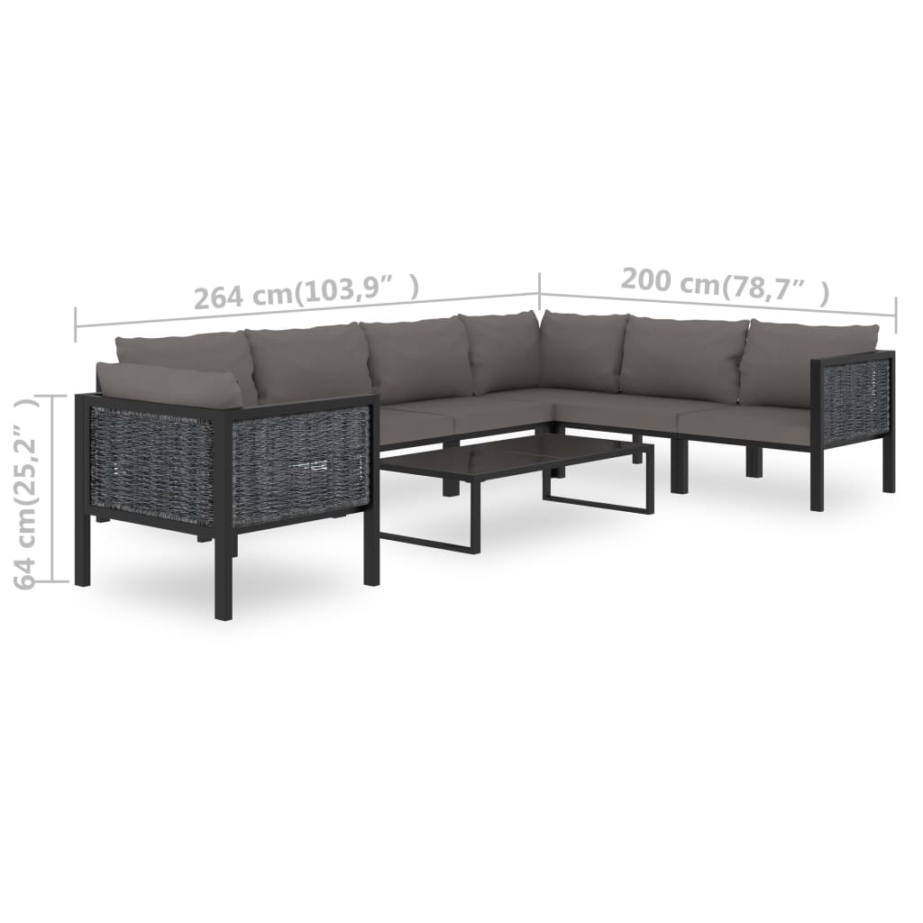 Ensemble lounge 8 pièces avec coussins poly rotin anthracite