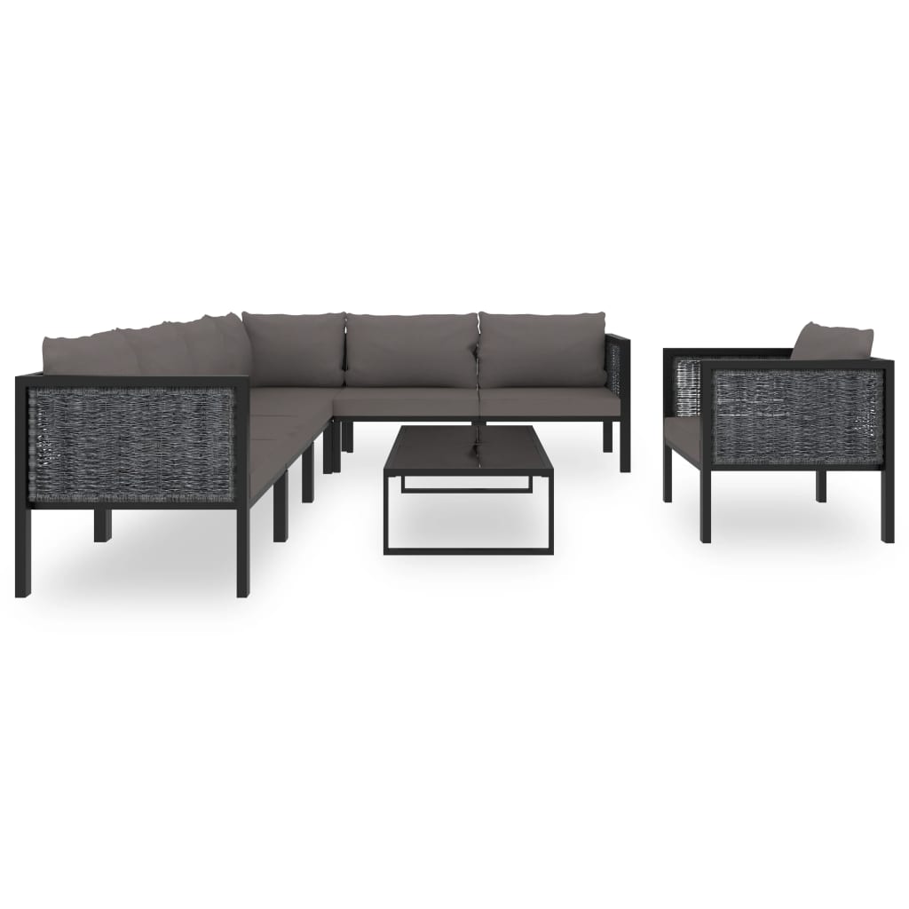 8-delige Loungeset met kussens poly rattan antraciet