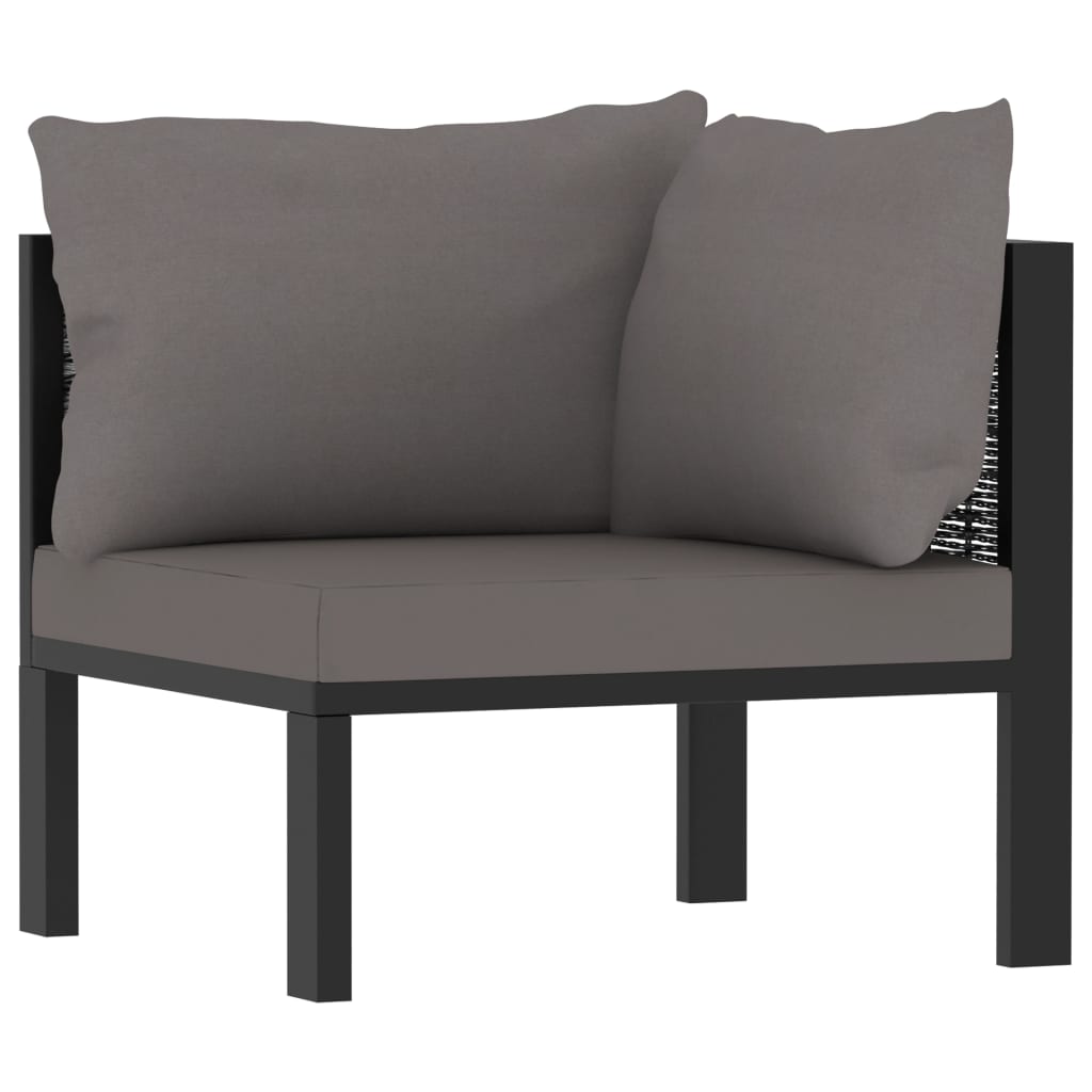 Ensemble lounge 8 pièces avec coussins poly rotin anthracite