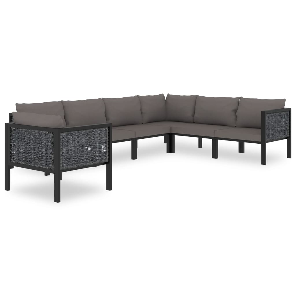 Ensemble lounge 8 pièces avec coussins poly rotin anthracite