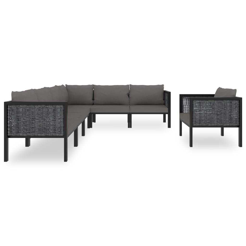 8-delige Loungeset met kussens poly rattan antraciet