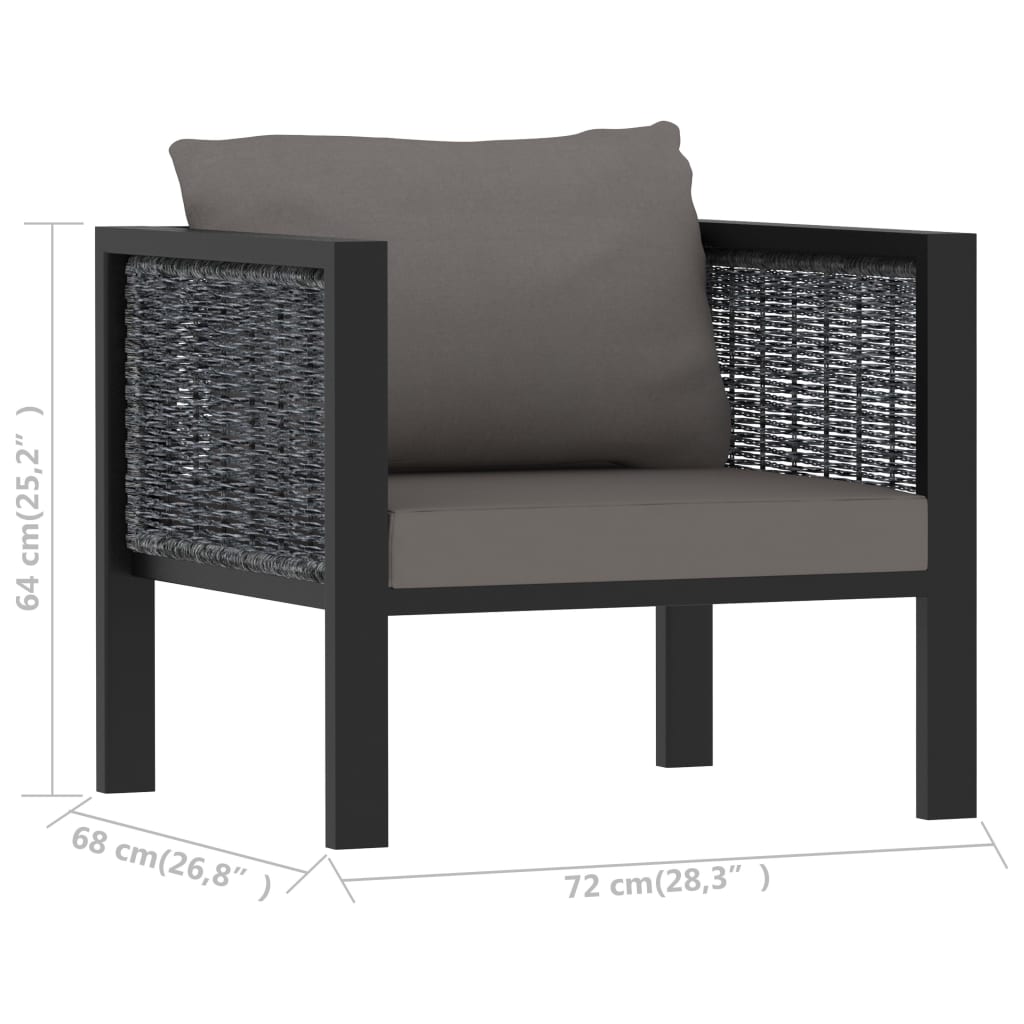 Ensemble lounge 8 pièces avec coussins poly rotin anthracite