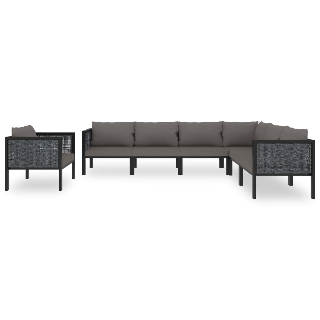 Ensemble lounge 8 pièces avec coussins poly rotin anthracite