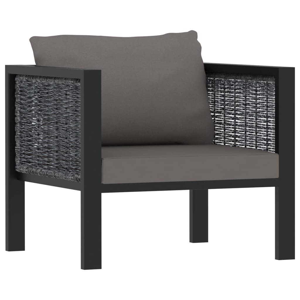 Ensemble lounge 8 pièces avec coussins poly rotin anthracite