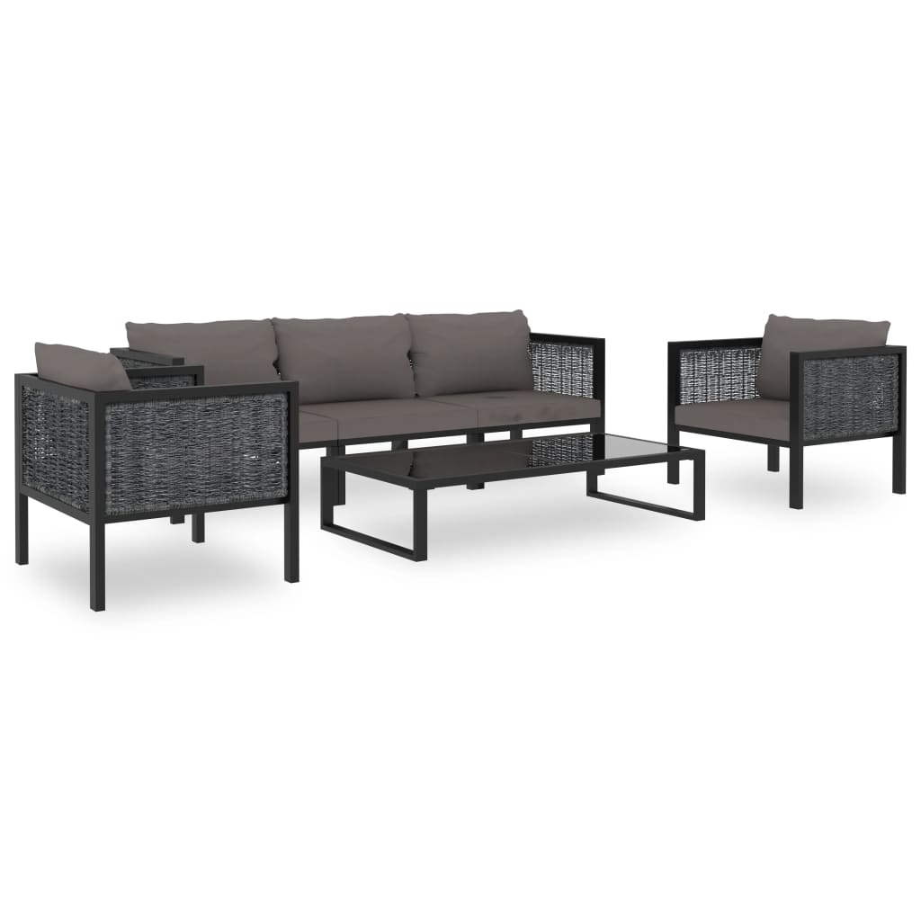 Ensemble lounge 8 pièces avec coussins poly rotin anthracite