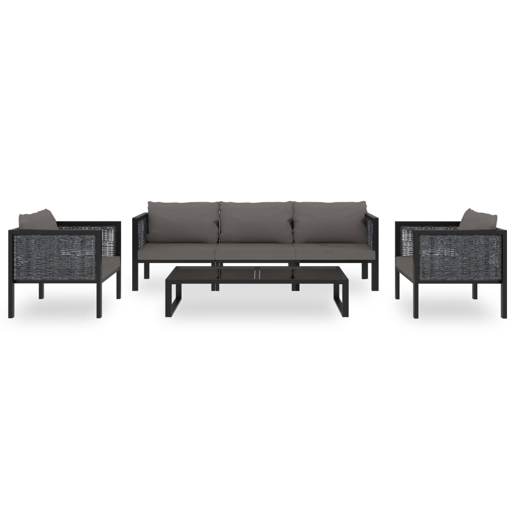 Ensemble lounge 8 pièces avec coussins poly rotin anthracite