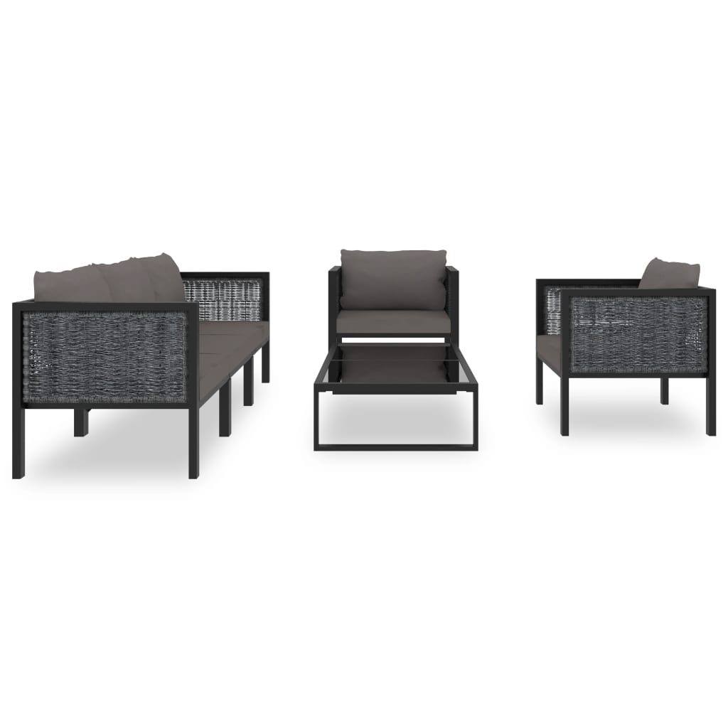 Ensemble lounge 8 pièces avec coussins poly rotin anthracite