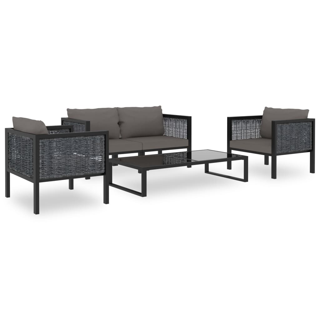 Ensemble lounge 8 pièces avec coussins poly rotin anthracite