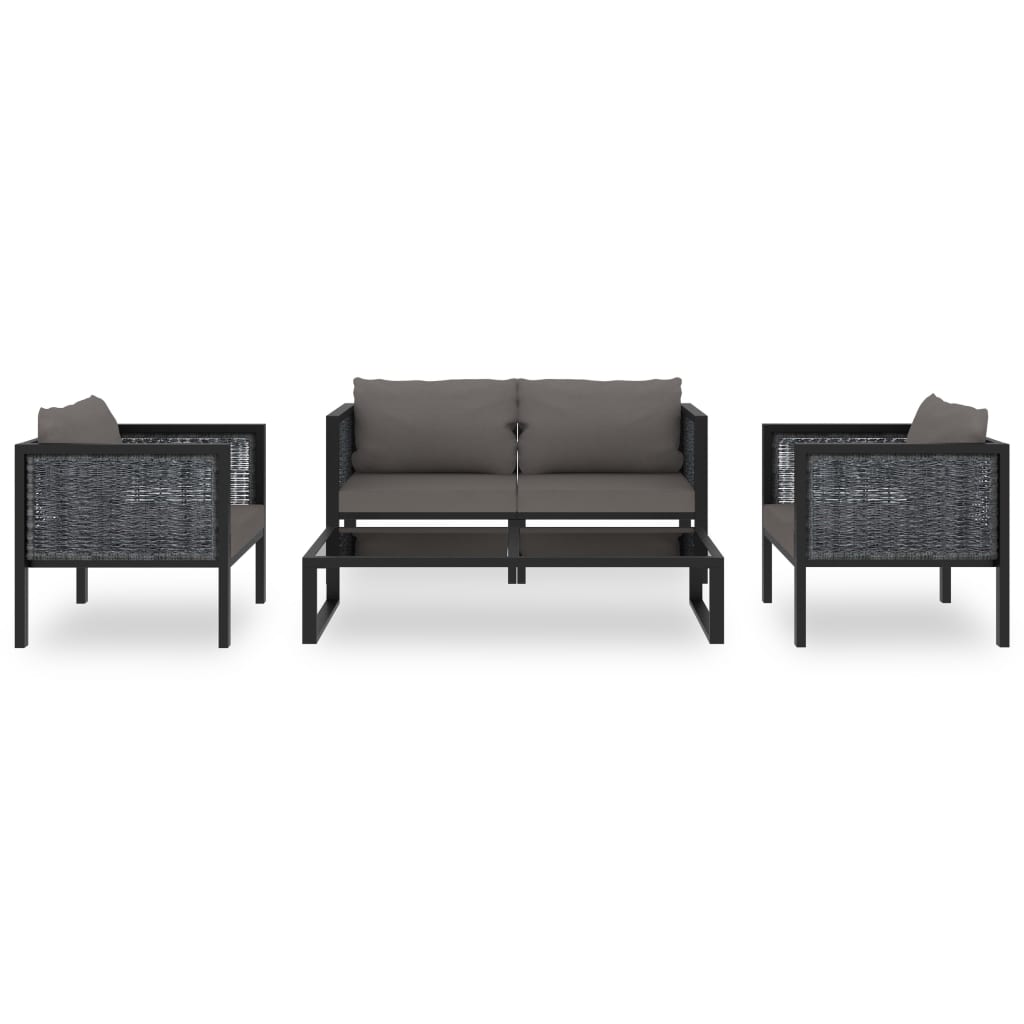 Ensemble lounge 8 pièces avec coussins poly rotin anthracite