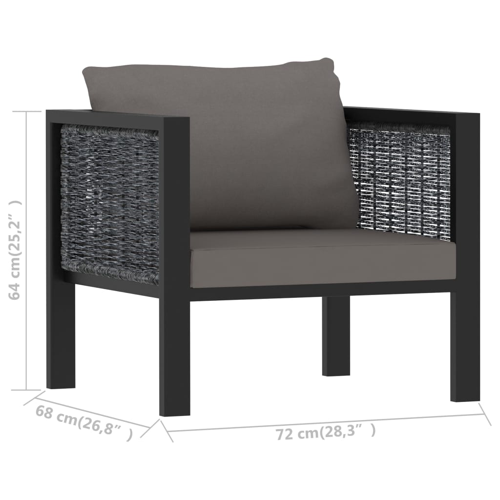 Ensemble lounge 8 pièces avec coussins poly rotin anthracite