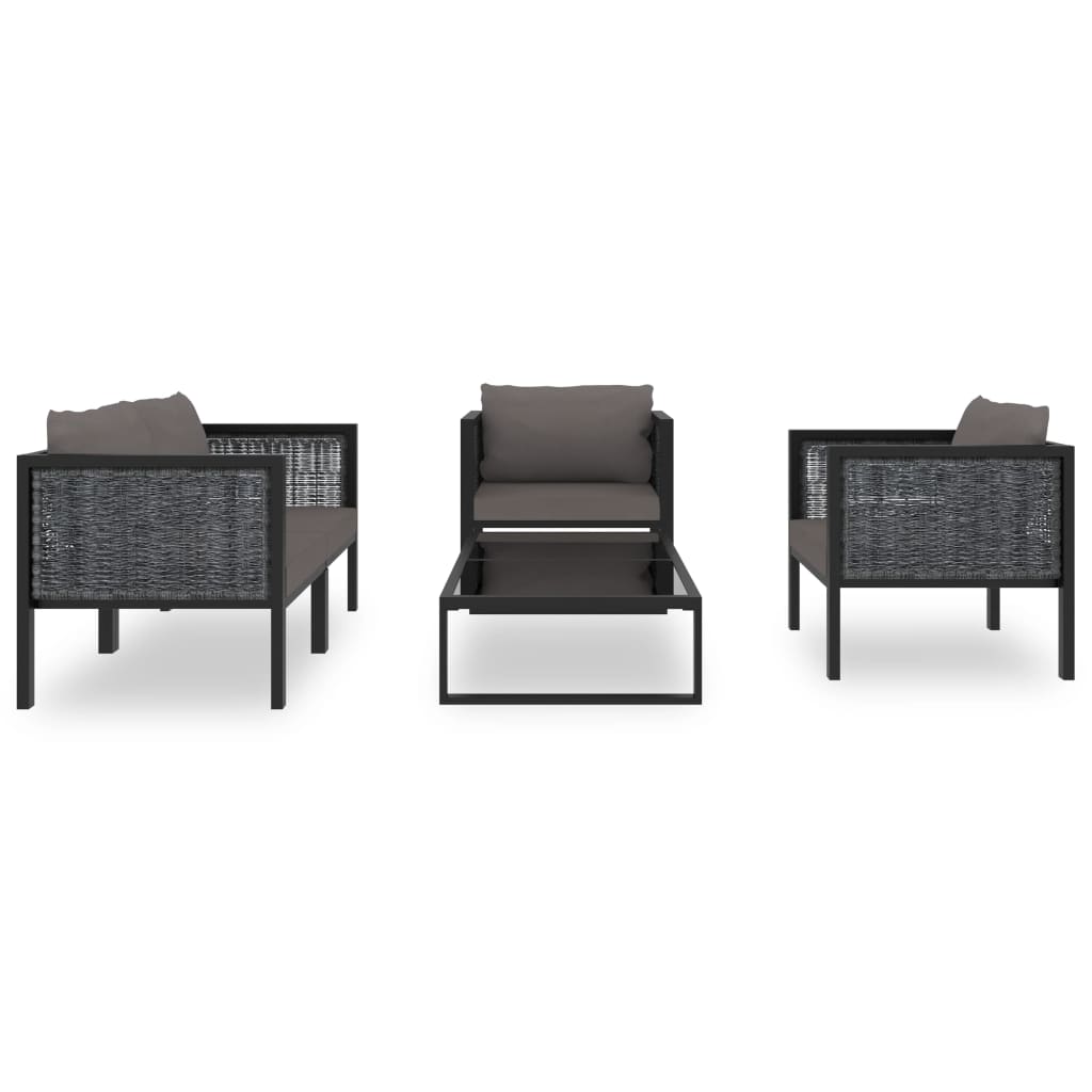 Ensemble lounge 8 pièces avec coussins poly rotin anthracite