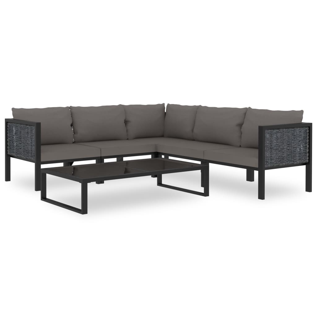 8-delige Loungeset met kussens poly rattan antraciet