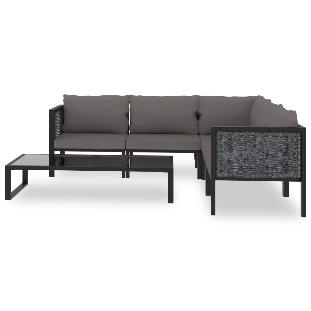 Ensemble lounge 8 pièces avec coussins poly rotin anthracite