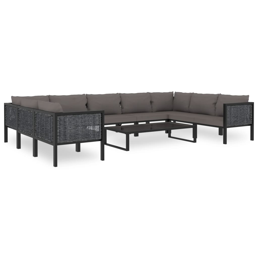 Ensemble lounge 8 pièces avec coussins poly rotin anthracite