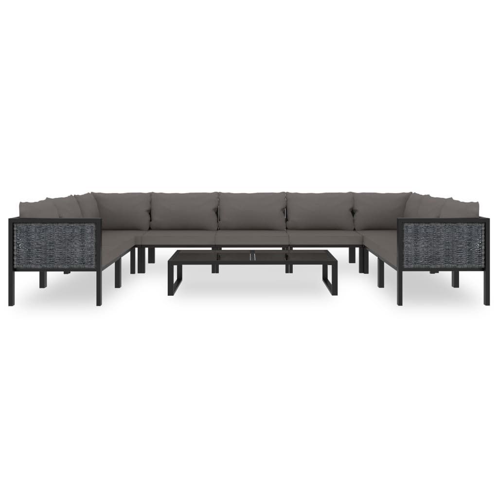 Ensemble lounge 8 pièces avec coussins poly rotin anthracite