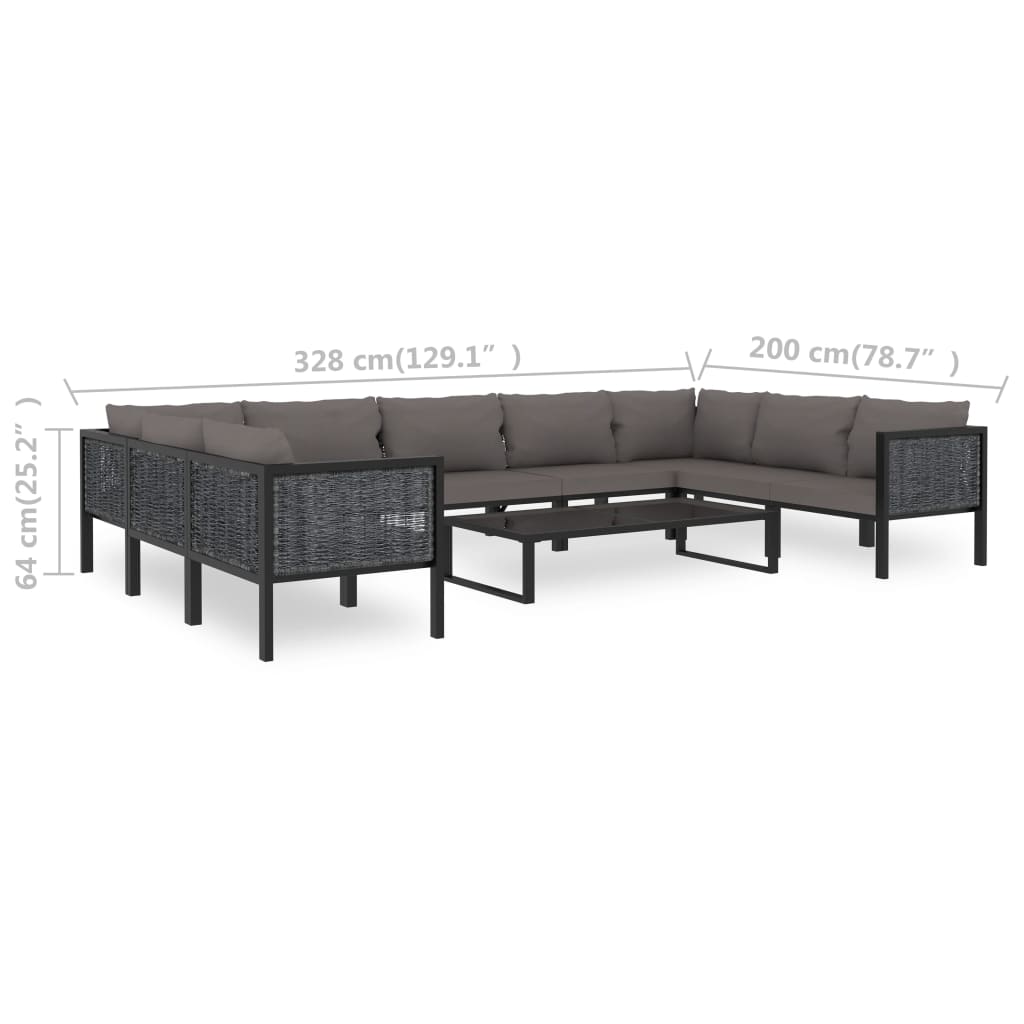 Ensemble lounge 8 pièces avec coussins poly rotin anthracite