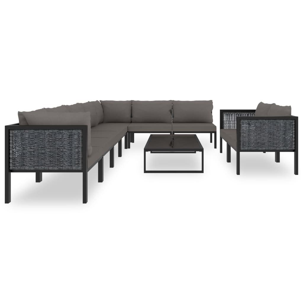 8-delige Loungeset met kussens poly rattan antraciet