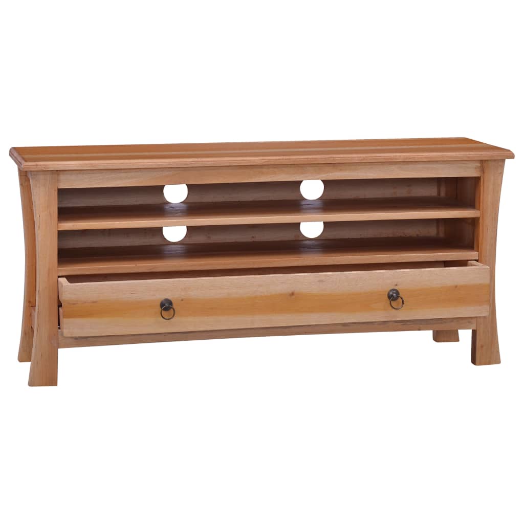 Meuble TV 100x30x45 cm en bois d'acajou massif, couleur café clair