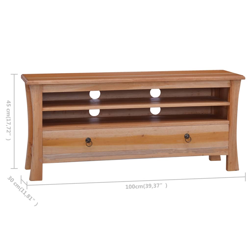 Tv-meubel 100x30x45 cm massief mahoniehout lichtkoffiekleurig