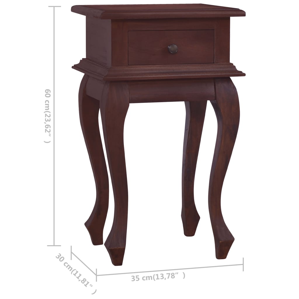 Table de chevet 35x30x60 cm acajou massif marron classique