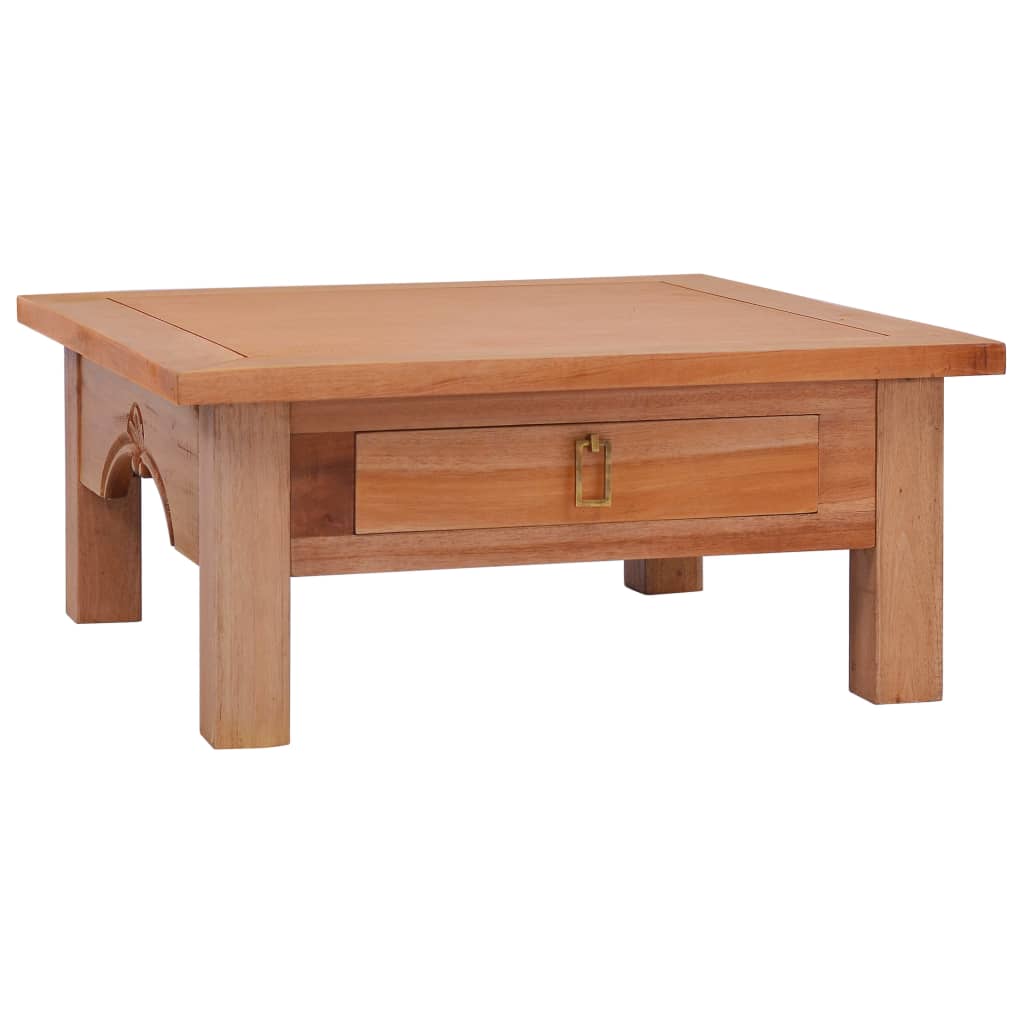 Table basse 68x68x30 cm bois d'acajou massif marron classique