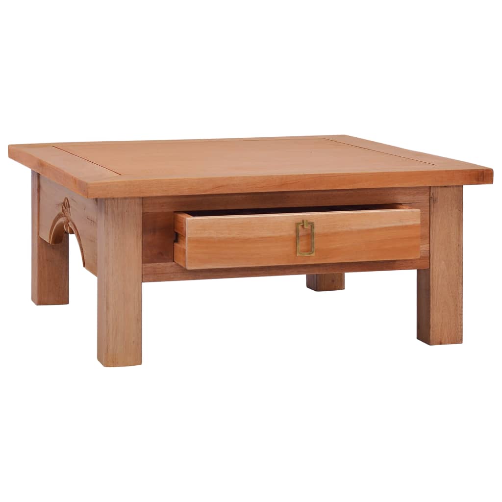 Table basse 68x68x30 cm bois d'acajou massif marron classique