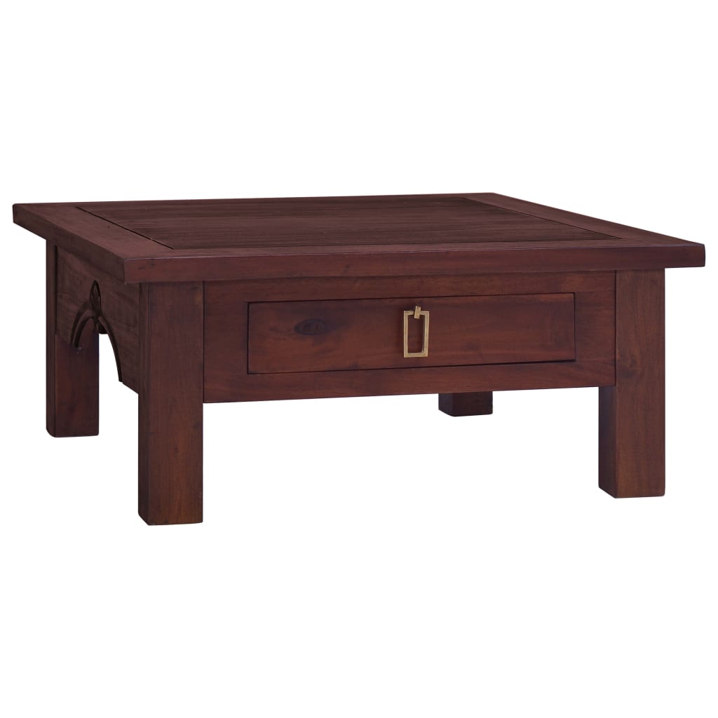 Table basse 68x68x30 cm bois d'acajou massif marron classique