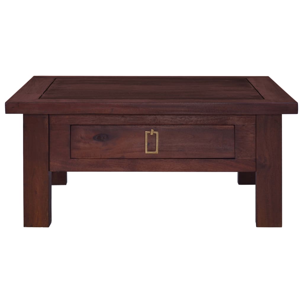 Table basse 68x68x30 cm bois d'acajou massif marron classique