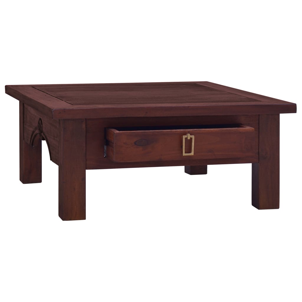 Table basse 68x68x30 cm bois d'acajou massif marron classique