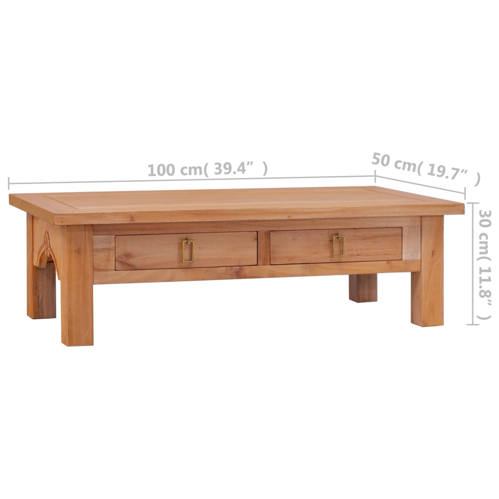 Table basse 68x68x30 cm bois d'acajou massif marron classique