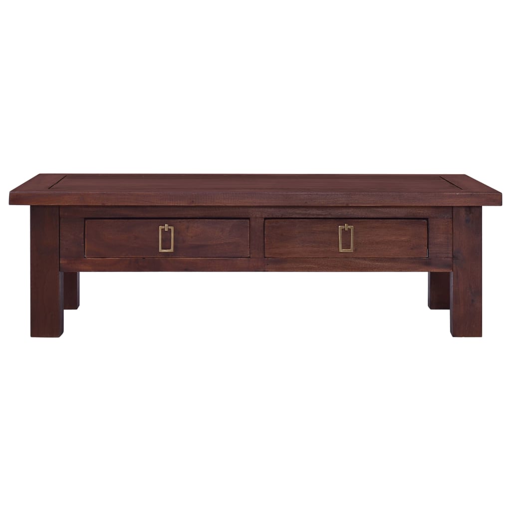 Table basse 68x68x30 cm bois d'acajou massif marron classique