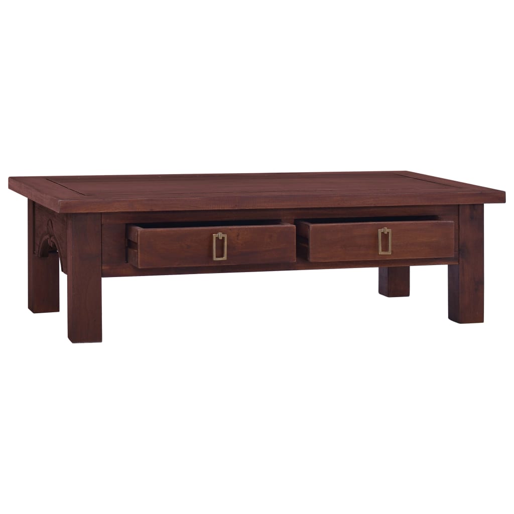 Table basse 68x68x30 cm bois d'acajou massif marron classique