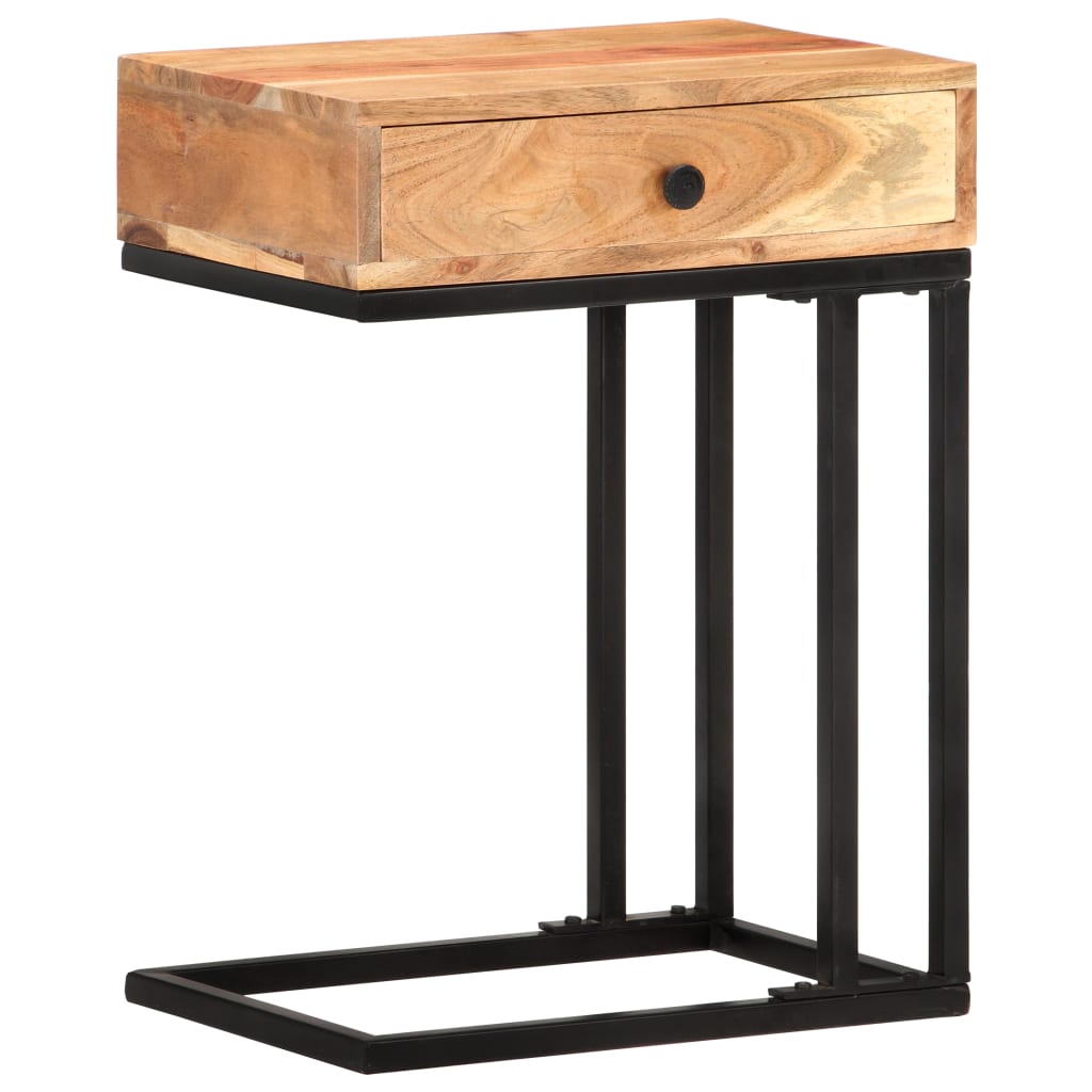 Table d'appoint en forme de U 45x30x61 cm en bois d'acacia massif