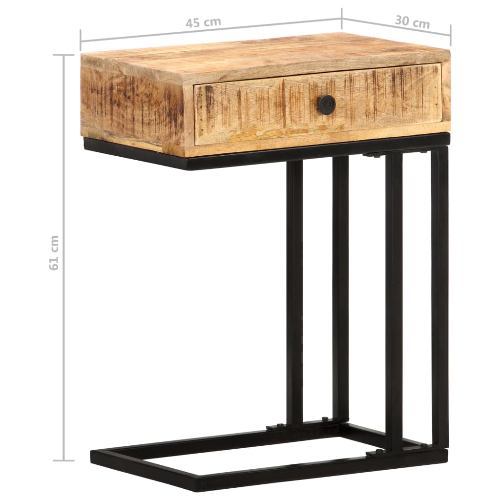 Table d'appoint en forme de U 45x30x61 cm en bois d'acacia massif