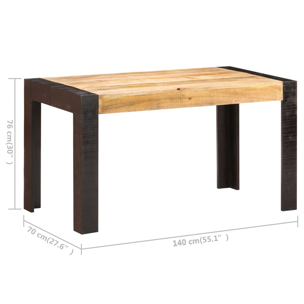 Eettafel 140x70x76 cm massief ruw mangohout