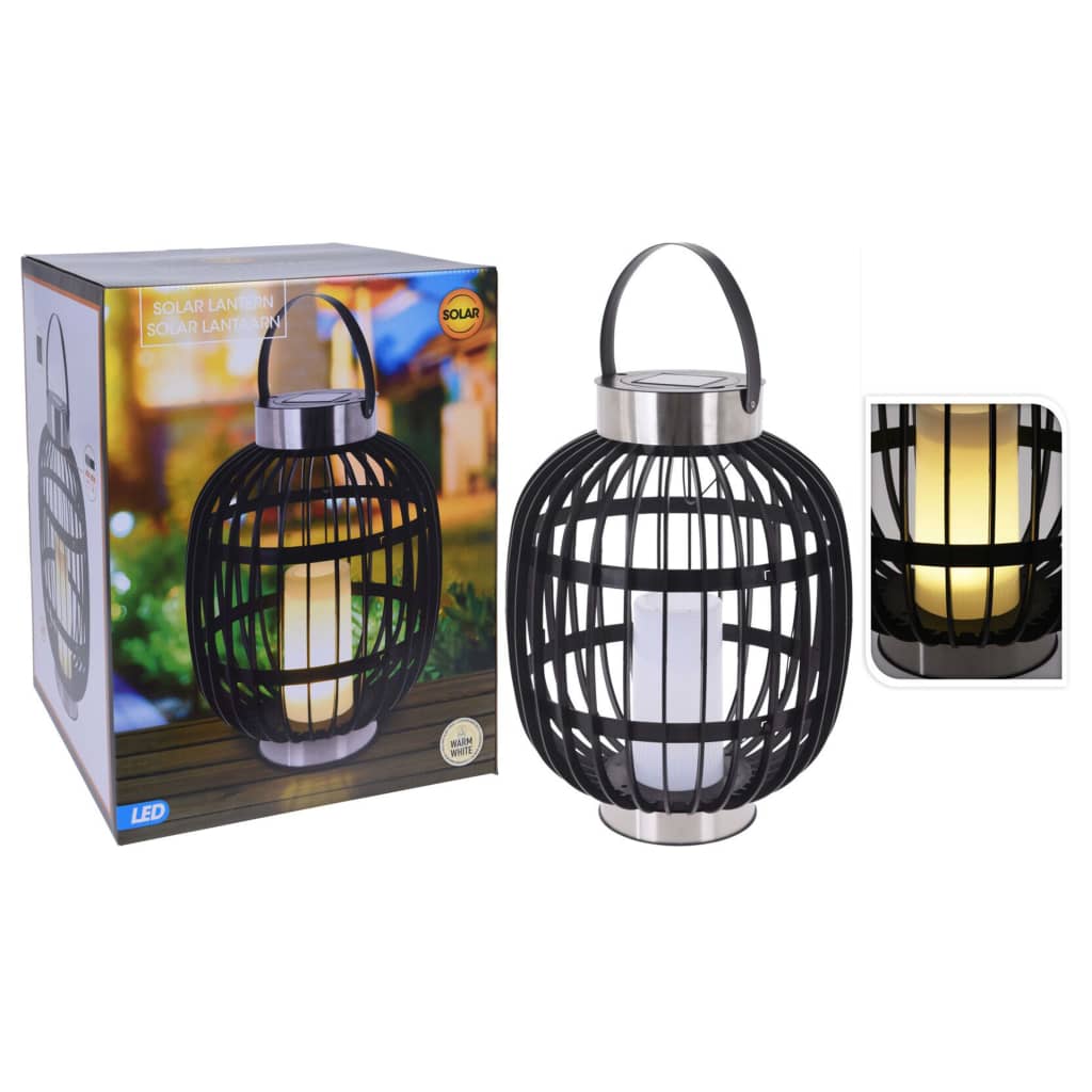 ProGarden Lanterne avec bougie solaire LED noir