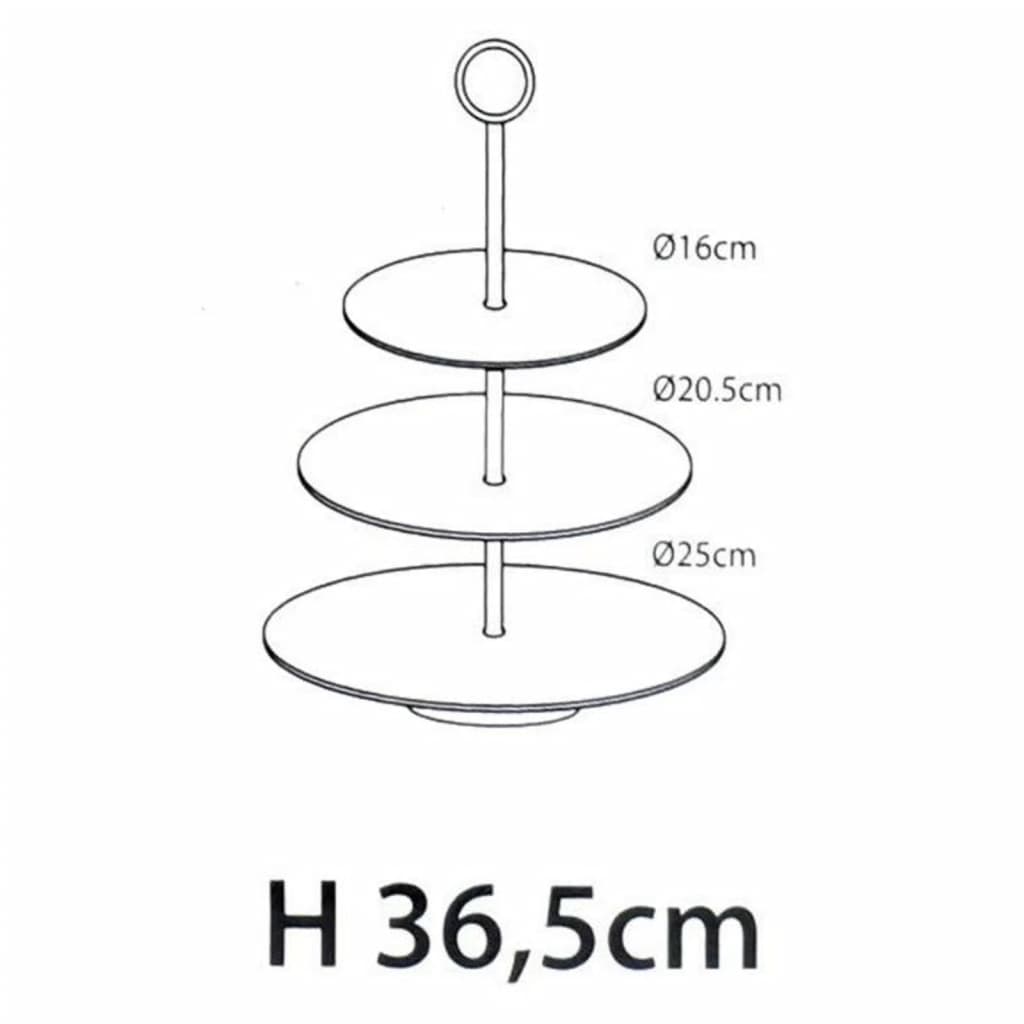 Excellent Houseware Etagère 3-laags 36,5 cm matzwart