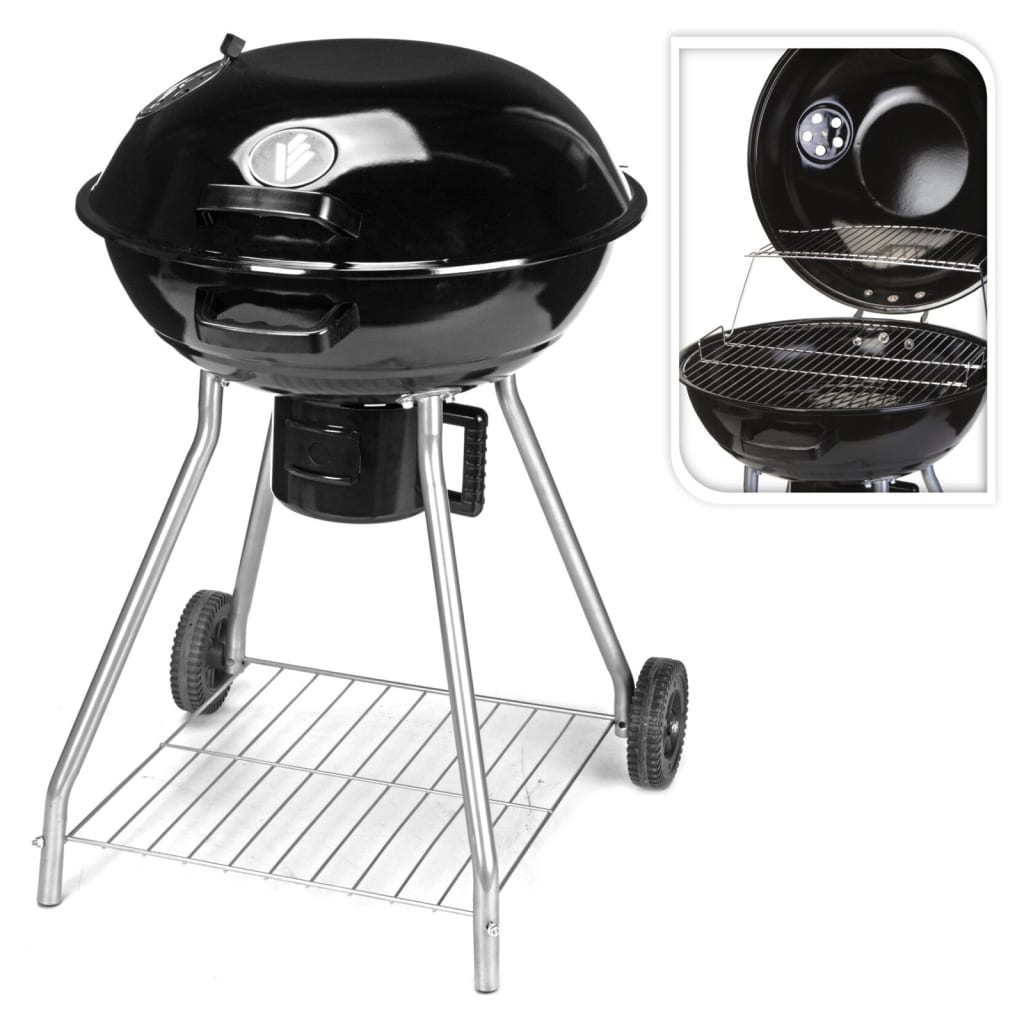 ProGarden Barbecue à charbon sur roulettes 56 cm noir