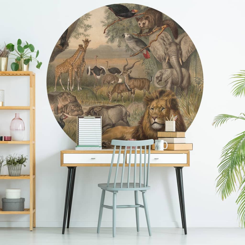 Papier peint WallArt Cercle Animaux d'Afrique 142,5 cm