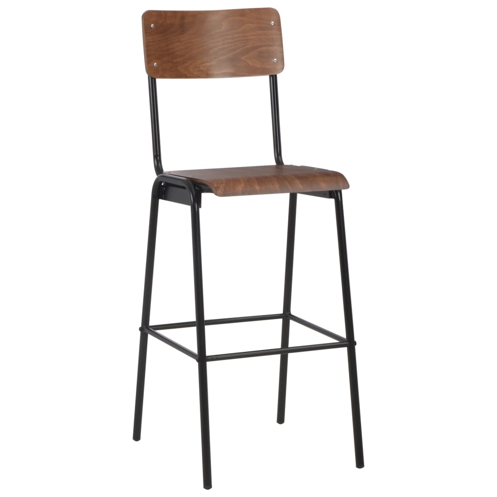 Barstoelen 4 st massief multiplex staal