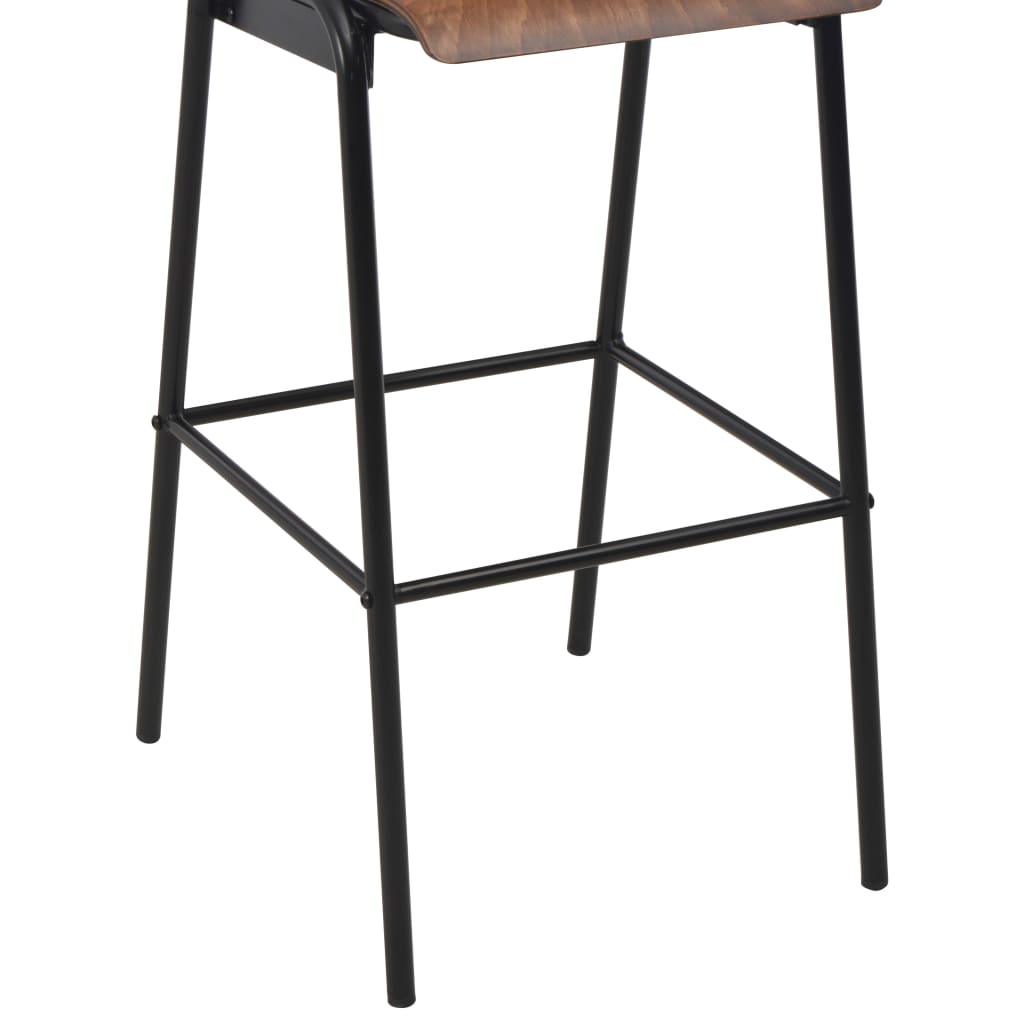 Barstoelen 4 st massief multiplex staal