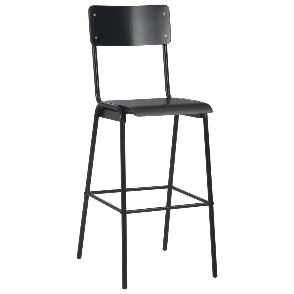 Barstoelen 4 st massief multiplex staal