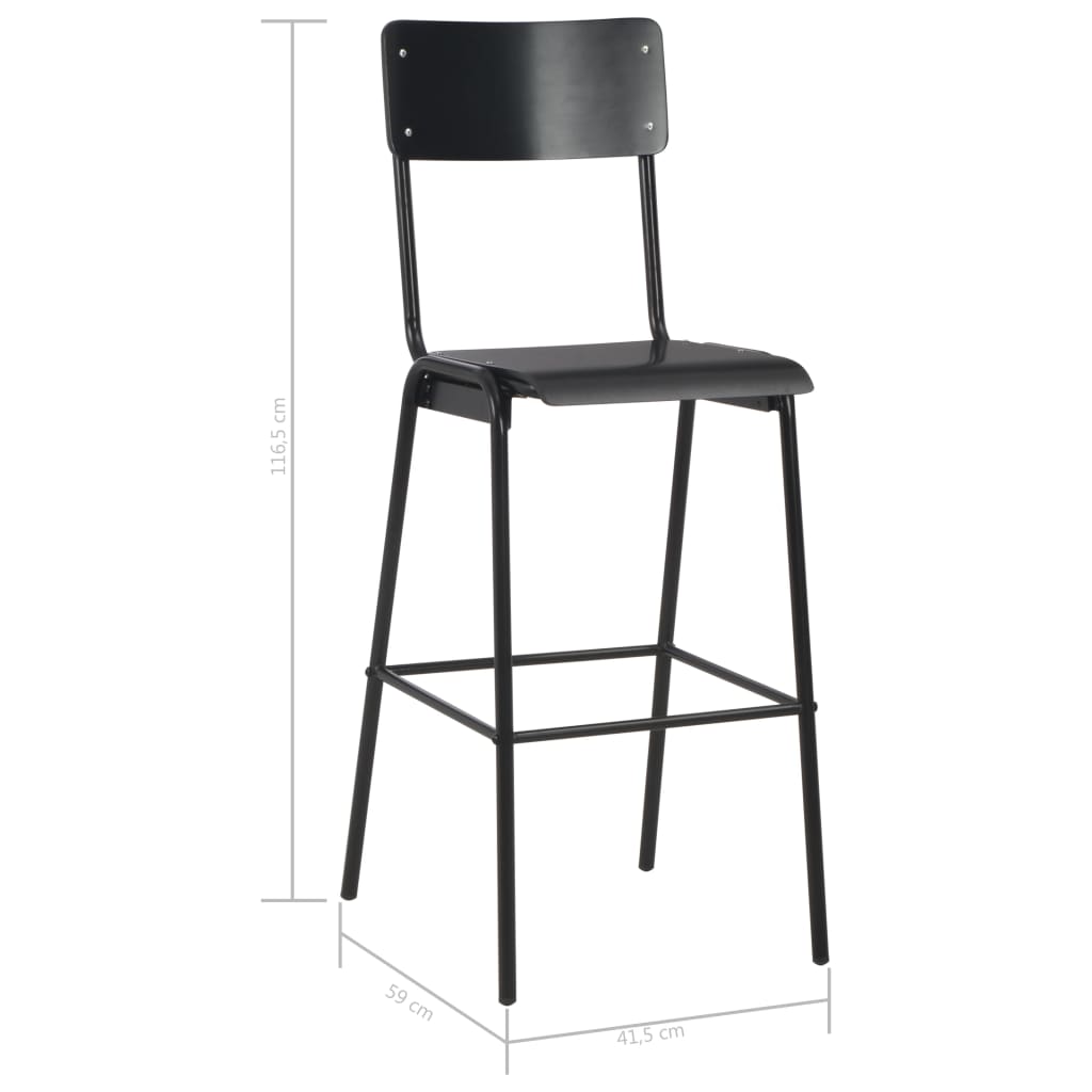 Barstoelen 4 st massief multiplex staal