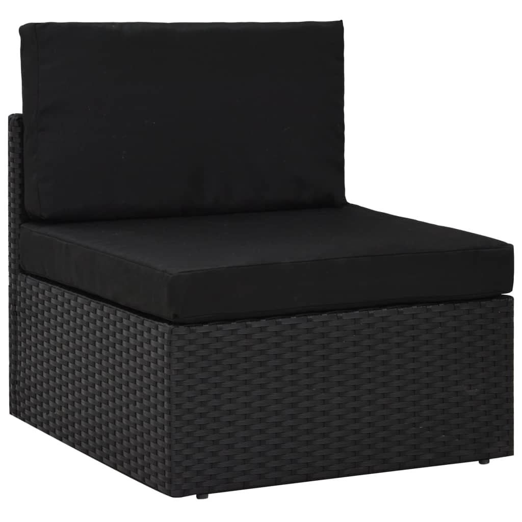 8-delige Loungeset poly rattan zwart