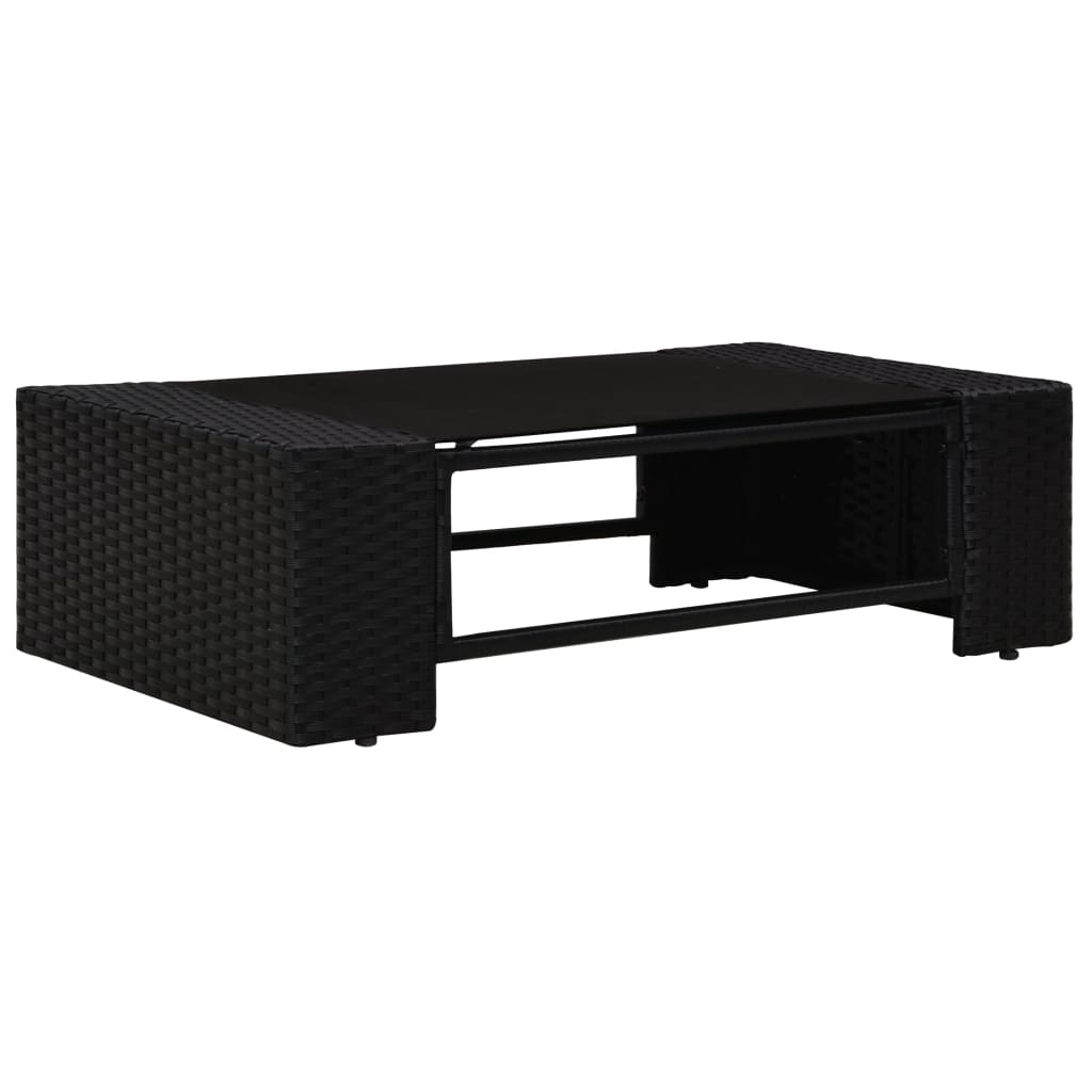 10-delige Loungeset poly rattan zwart