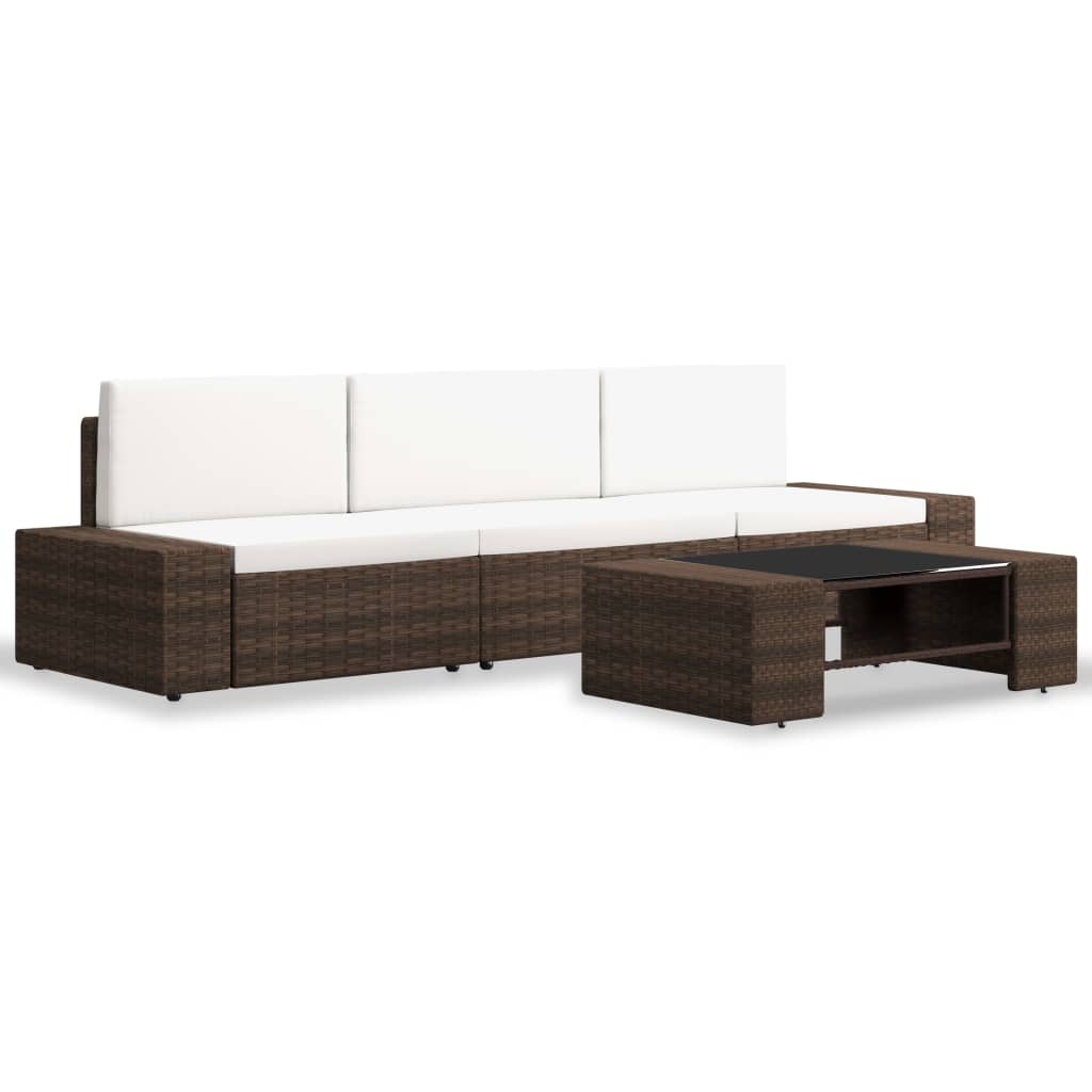 4-delige Loungeset poly rattan