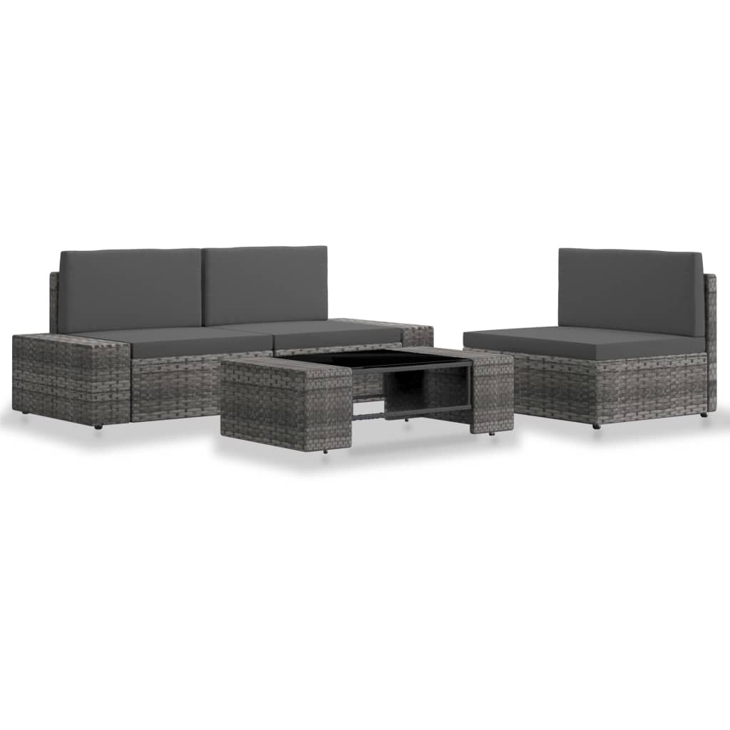 4-delige Loungeset poly rattan