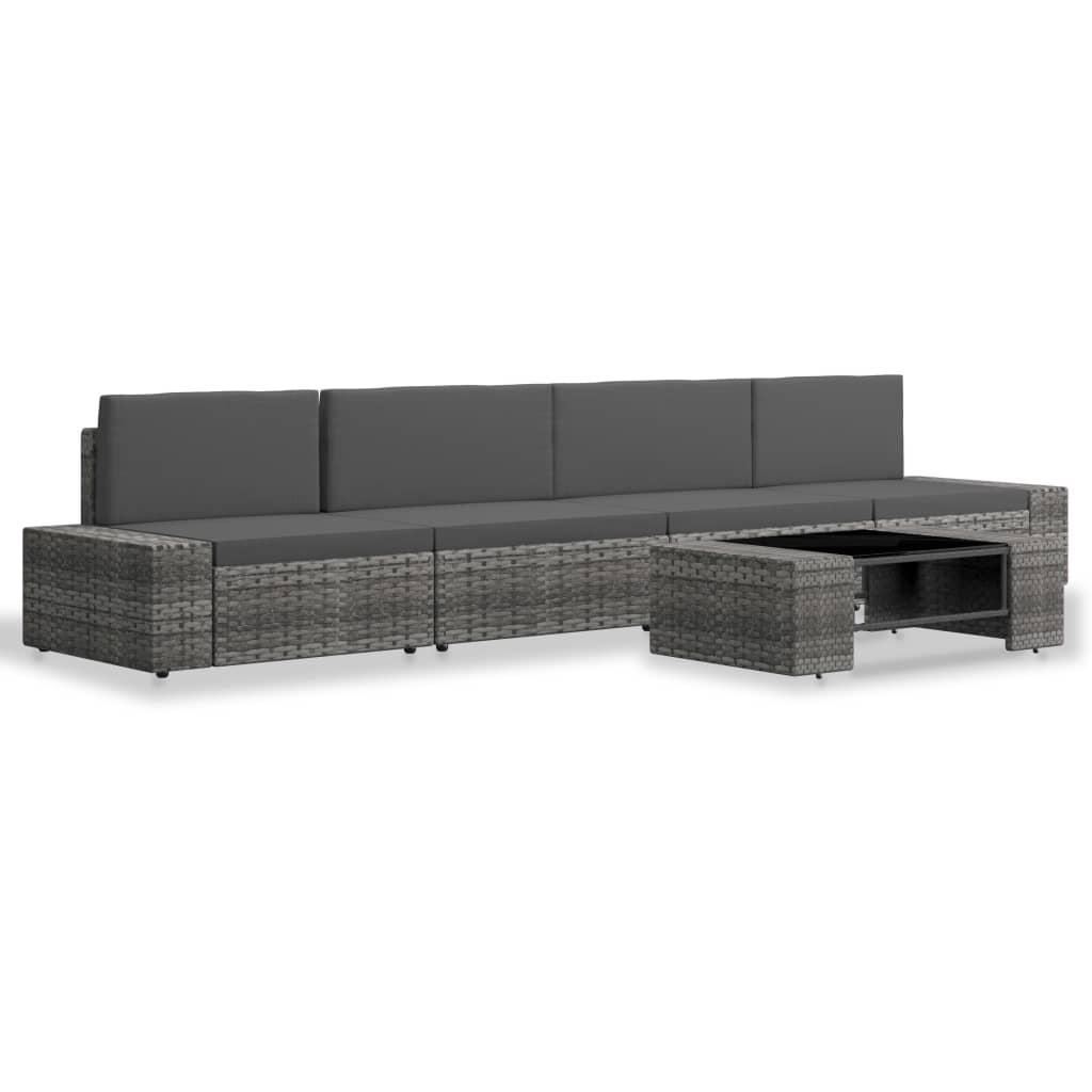 5-delige Loungeset poly rattan